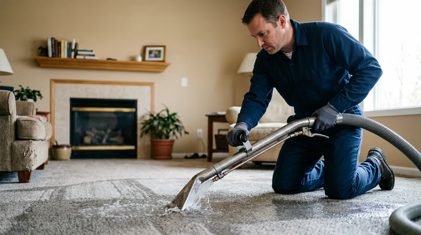 Water damage restoration technician working near South Boston, MA